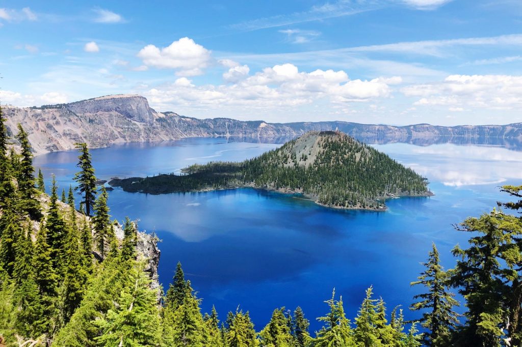 sky view of crater lake